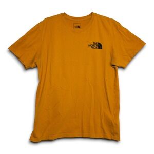 The North Face Mens Cotton T Shirt Medium Mustard Yellow Logo Graphic